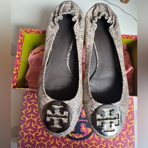 Tory Burch Reva Pitone Rocha Snake Ballet Flats size 9.5